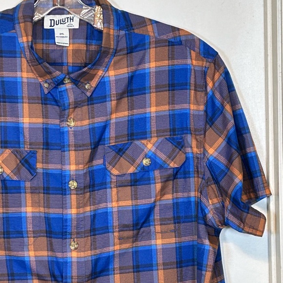 Duluth Trading Co Other - Duluth Trading Men’s Action Shirt Blue and‎ Orange Plaid Casual Size 2XL